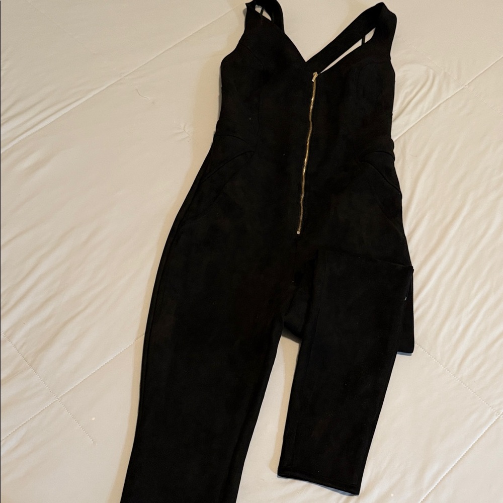 bebe Black Zippered Jumpsuit